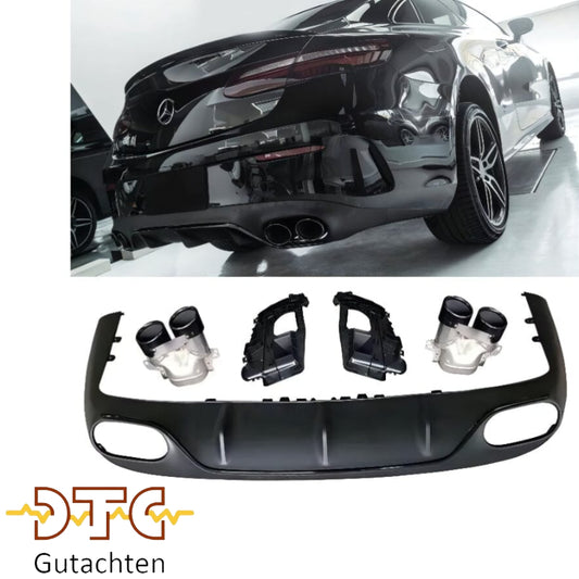 Mercedes E-Klasse C238 A238 Diffusor + Auspuffblenden (Schwarz)