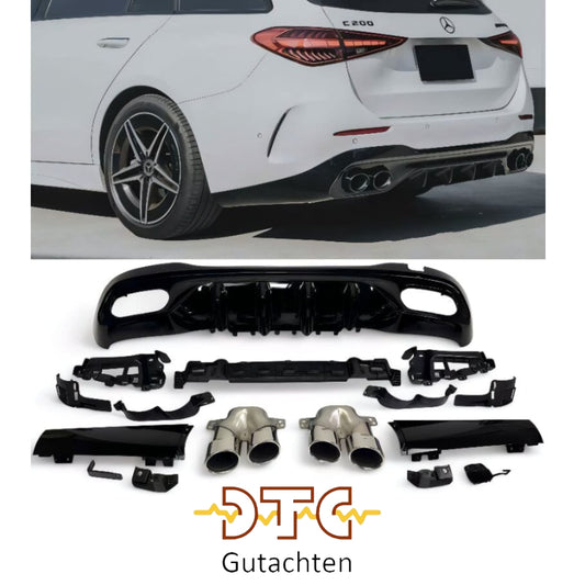 Mercedes C-Klasse W206 S206 Diffusor + Auspuffblenden (Chrom)
