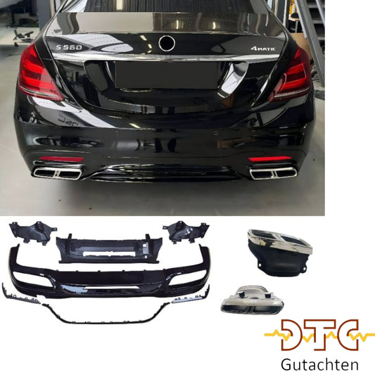 Mercedes S-Klasse W222 Facelift Diffusor + Auspuffblenden (Chrom)