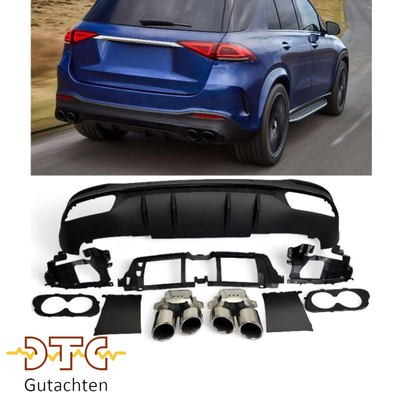 Mercedes GLE W167 SUV Diffusor mit Auspuffblenden 2x2 (Chrom)