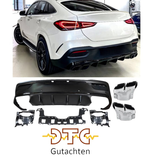 Mercedes GLE Coupé C167 Diffusor mit Auspuffblenden 2x2 (Chrom)