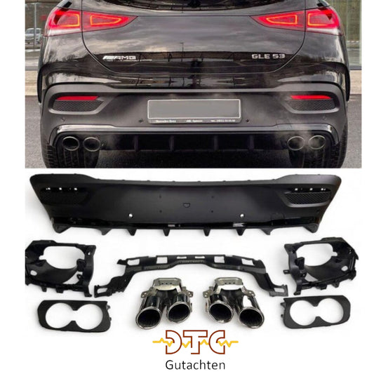 Mercedes GLE Coupé C167 Diffusor mit Auspuffblenden 2x2 (Chrom)
