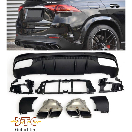 Mercedes GLE W167 SUV Diffusor mit Auspuffblenden 2x2 (Chrom)