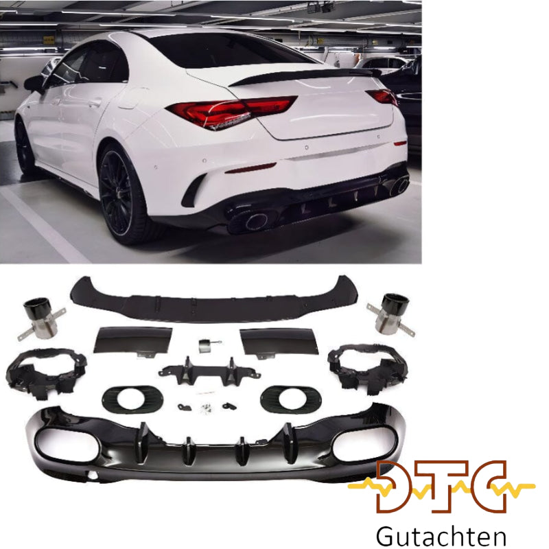 Mercedes CLA-Klasse C118 W118 Diffusor mit Auspuffblenden 1x1 (schwarz)