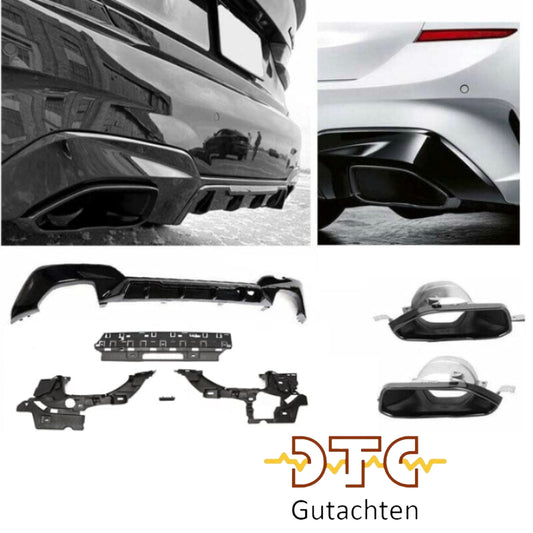 BMW 3er G20 M340i Diffusor + Auspuffblenden Schwarz