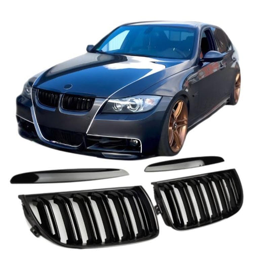 BMW 3ER E90 E91 BIS 08 KÜHLERGRILL DOPPELSTEG GLANZ SCHWARZ - RSHOP