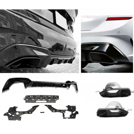 BMW 3er G20 M340i Diffusor + Auspuffblenden – Schwarz RS