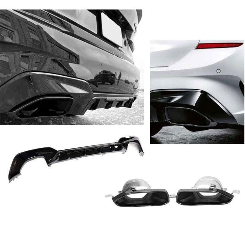 BMW 3er G20 M340i Diffusor + Auspuffblenden – Schwarz RS