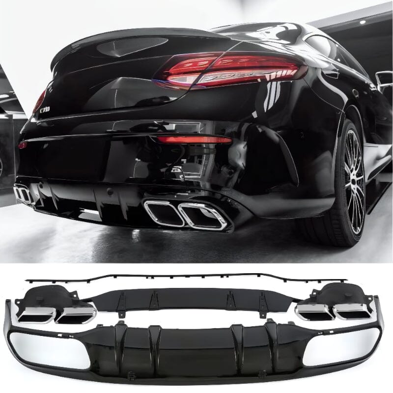 Diffusor+ Auspuffblenden 2x2 (Chrom) AMG Optik für Mercedes C-Klasse A205 C205 RSHOP