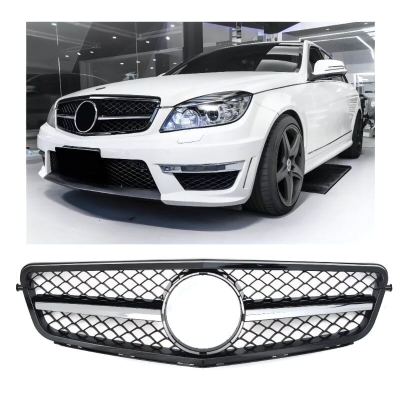Mercedes C-Klasse W204 S204 Sportgrill Schwarz + Chrom RSHOP