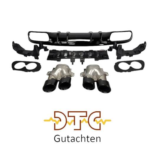 Mercedes C-Klasse W205 C205 A205 Diffusor + Auspuffblenden (Schwarz) BestTuning
