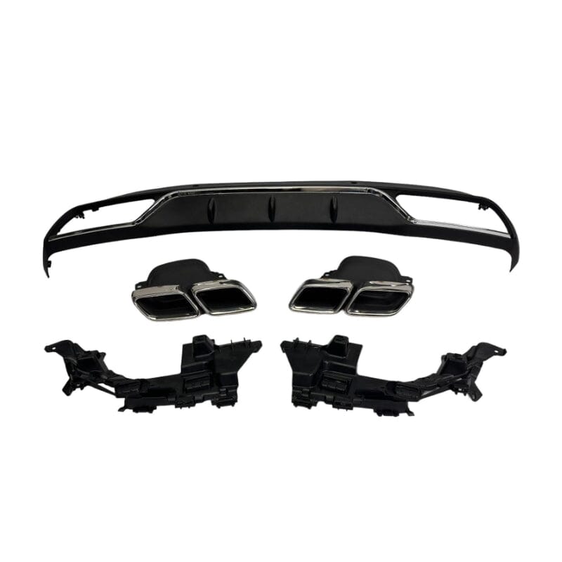 Mercedes C-Klasse W205 Diffusor + Auspuffblenden 2x2 Chrom AMG für Serienausstattung RSHOP