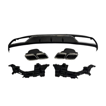 Mercedes C-Klasse W205 Diffusor + Auspuffblenden 2x2 Chrom AMG für Serienausstattung RSHOP