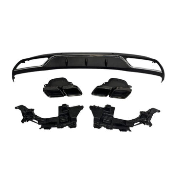 Mercedes C-Klasse W205 Diffusor + Auspuffblenden 2x2 SCHWARZ AMG für Serienausstattung C63 AMG Design RSHOP