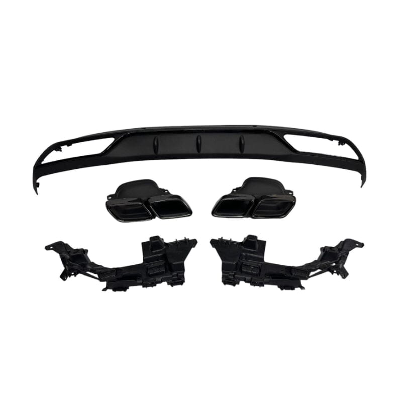 Mercedes C-Klasse W205 Diffusor + Auspuffblenden 2x2 SCHWARZ AMG für Serienausstattung RSHOP