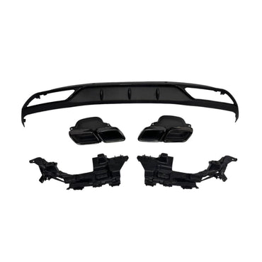 Mercedes C-Klasse W205 Diffusor + Auspuffblenden 2x2 SCHWARZ AMG für Serienausstattung RSHOP