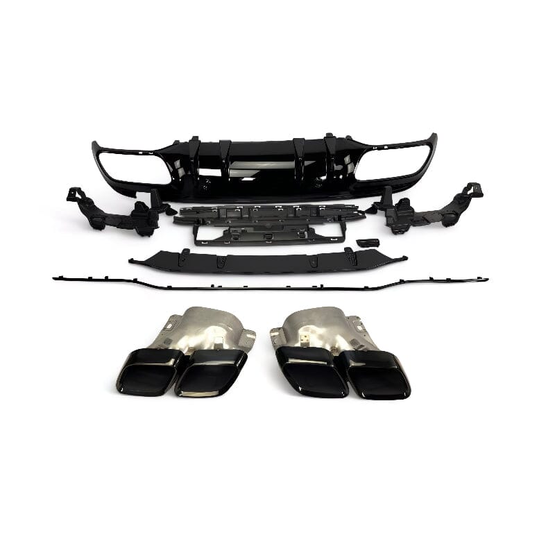 Mercedes C-Klasse W205 S205 Diffusor + Auspuffblenden (Schwarz) RSHOP