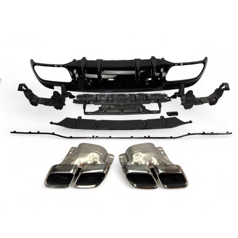 Mercedes C-Klasse W205 S205 Diffusor mit Auspuffblenden (Chrom) im C63 Look RS