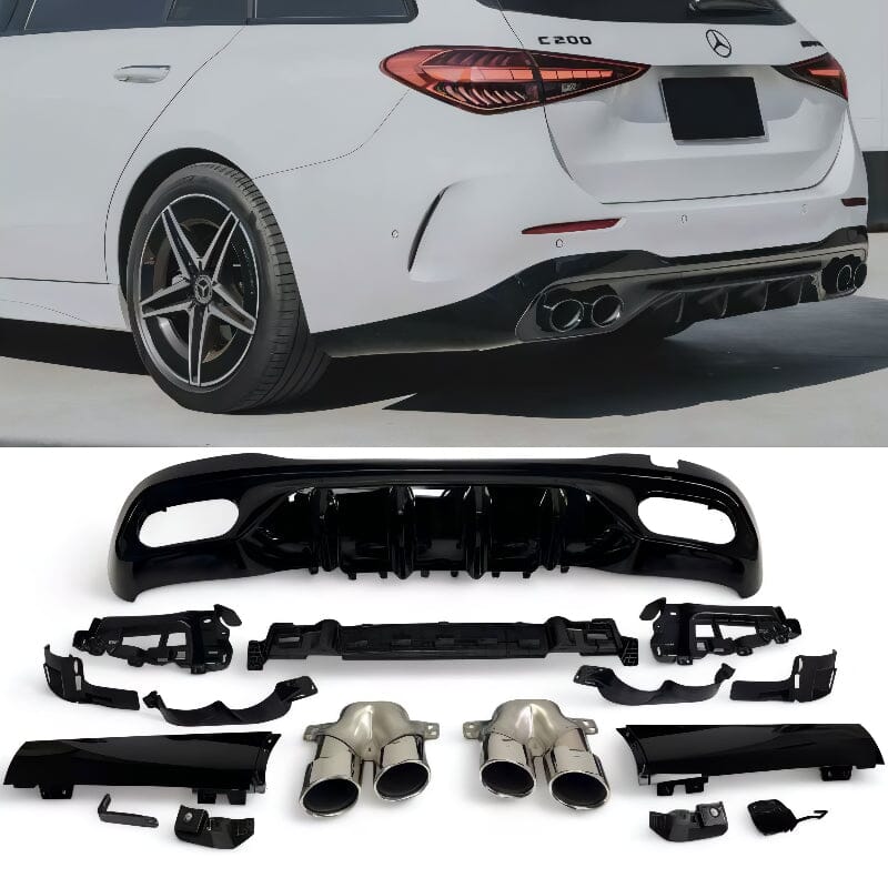 Mercedes C-Klasse W206 S206 Diffusor + Auspuffblenden (Chrom) RSHOP