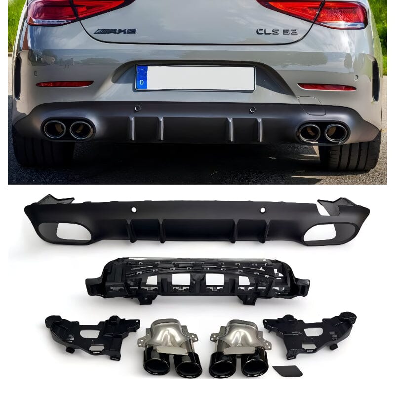 Mercedes CLS W257 X257 C257 Diffusor mit Auspuffblenden 2x2 (schwarz) RS