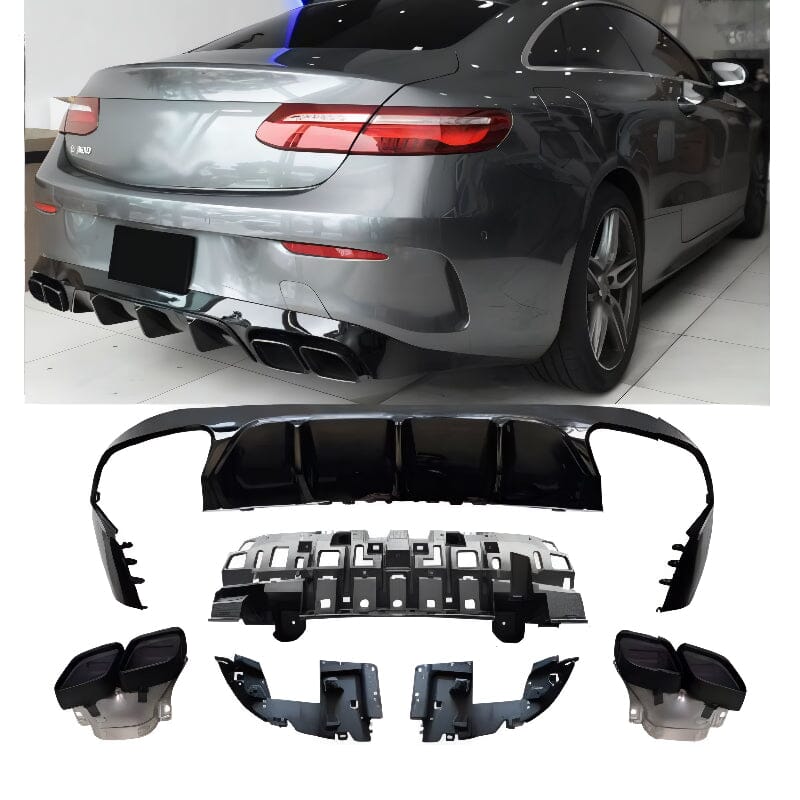 Mercedes E-Klasse C238 A238 vor-Facelift Diffusor+ Auspuffblenden (Schwarz) RSHOP