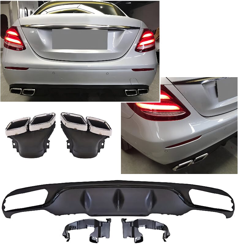 Mercedes E-Klasse W213 Diffusor mit Auspuffblenden (Chrom) – vor-Facelift RS