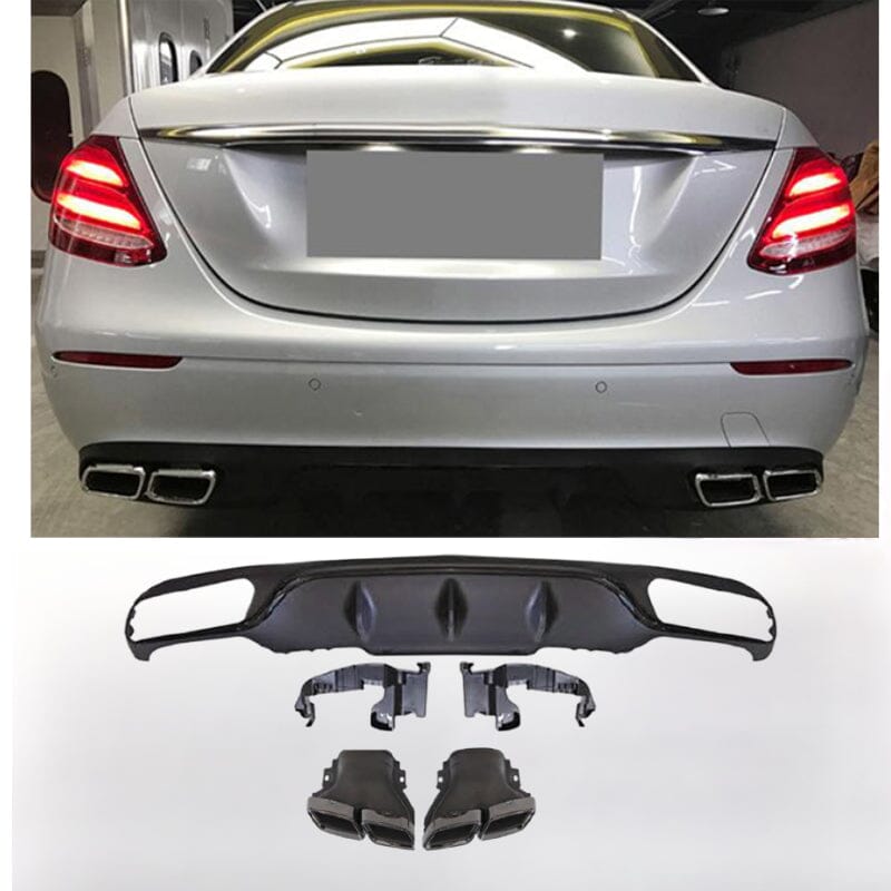 Mercedes E-Klasse W213 Diffusor mit Auspuffblenden (schwarz) – vor-Facelift RS