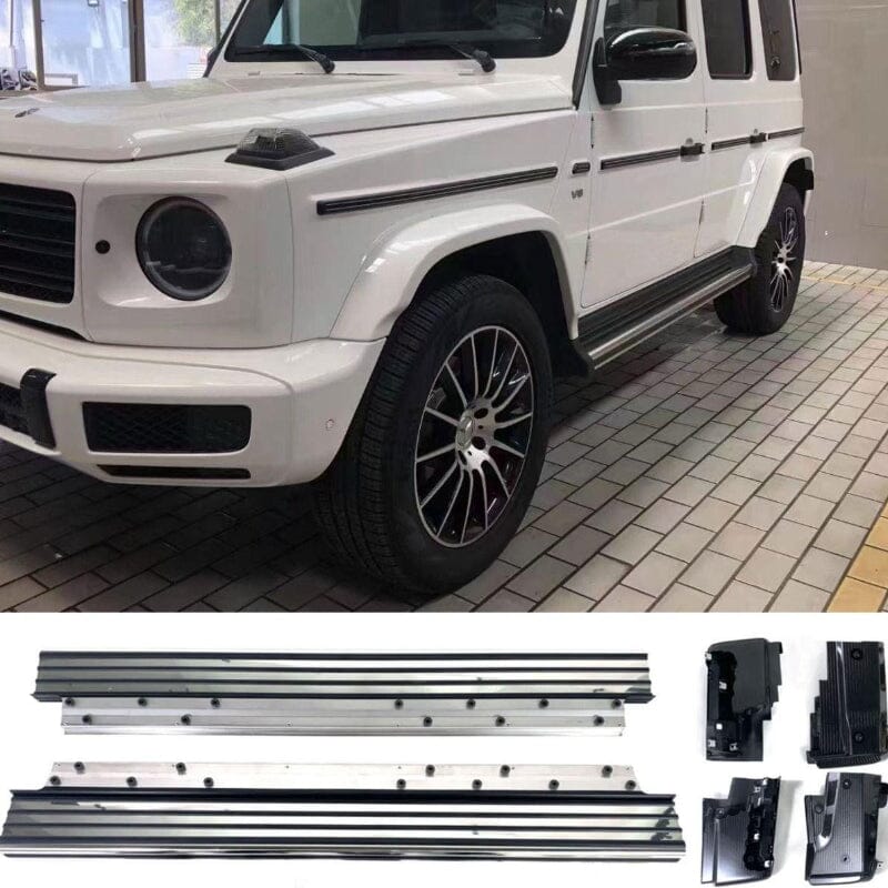 Mercedes G-Klasse W463 Edelstahl Trittbretter (Side Steps) mit Anti-Rutsch Gummileisten 2018–2024 RS
