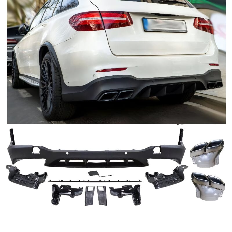 Mercedes GLC-Klasse X253 Diffusor mit Auspuffblenden 2x2 (Chrom) RS