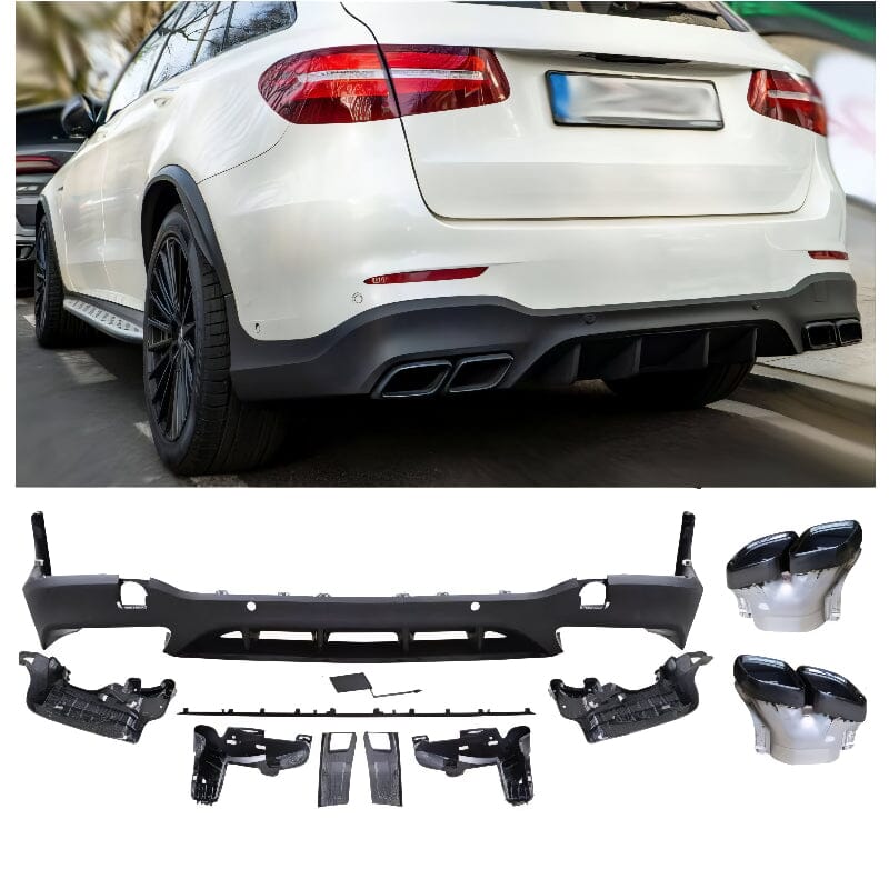 Mercedes GLC-Klasse X253 Diffusor mit Auspuffblenden 2x2 (Schwarz) RSHOP