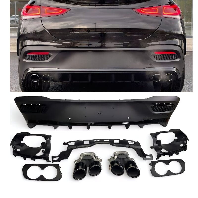 Mercedes GLE Coupé C167 Diffusor mit Auspuffblenden 2x2 (schwarz) RS