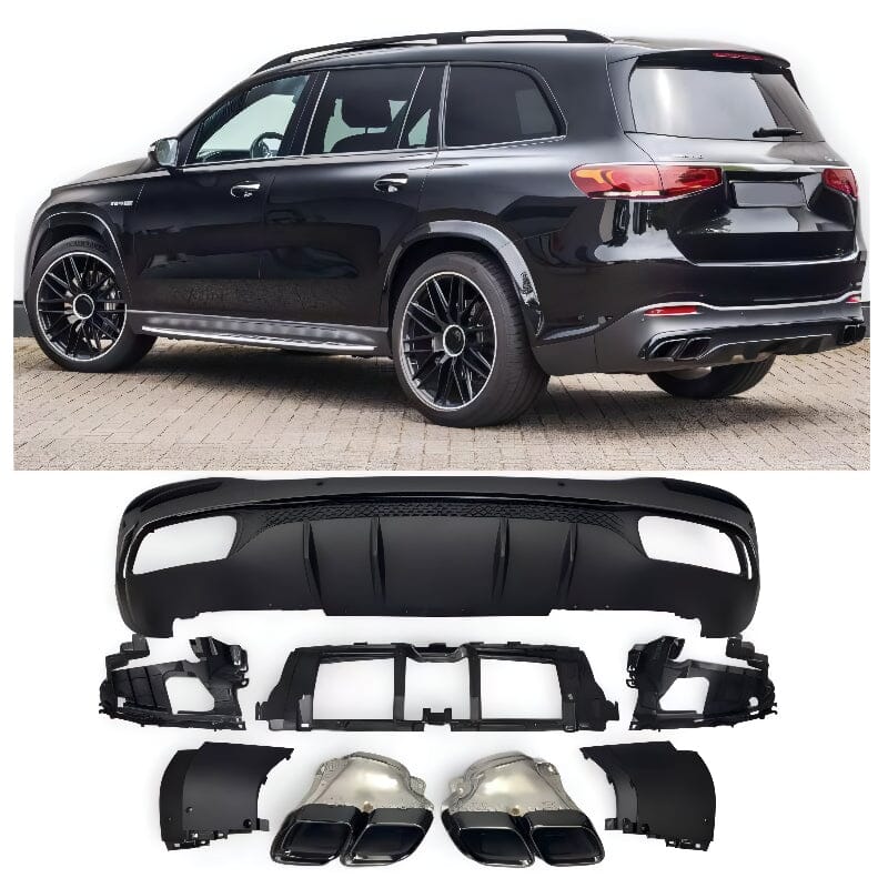 Mercedes GLS X167 Diffusor + Auspuffblenden 2X2 (Schwarz) RSHOP