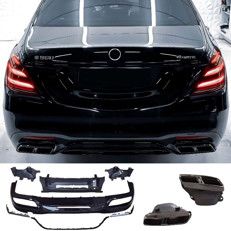 Mercedes S-Klasse W222 Facelift Diffusor + Auspuffblenden (Schwarz) RSHOP