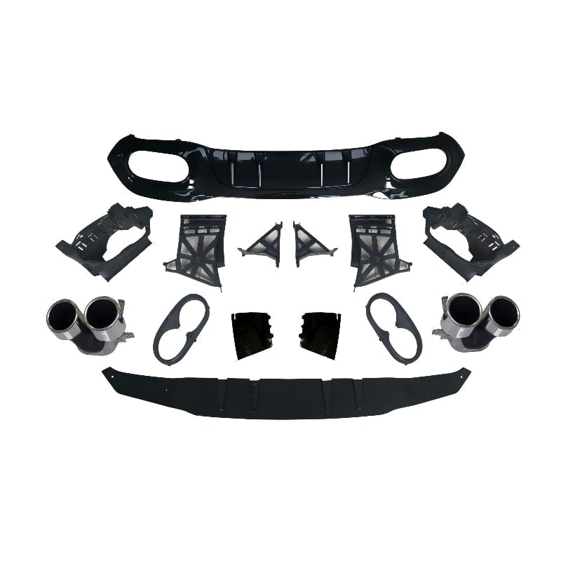 Mercedes W177 Kompaktlimousine Diffusor + Auspuffblenden 2X2 CHROM AMG OPTIK RSHOP