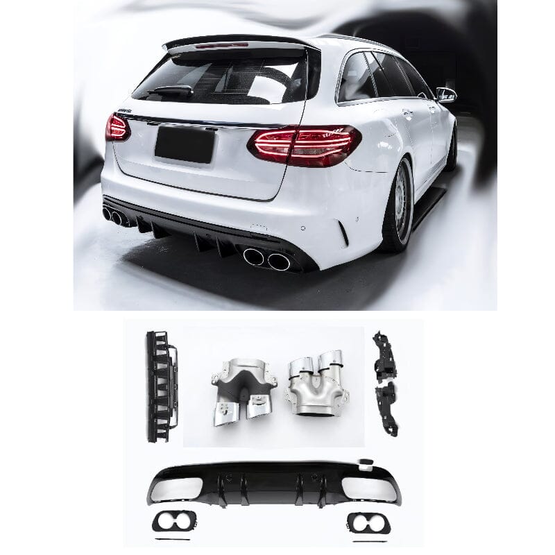 Mercedes W205 S205 Diffusor + Auspuffblenden (Chrom) RSHOP