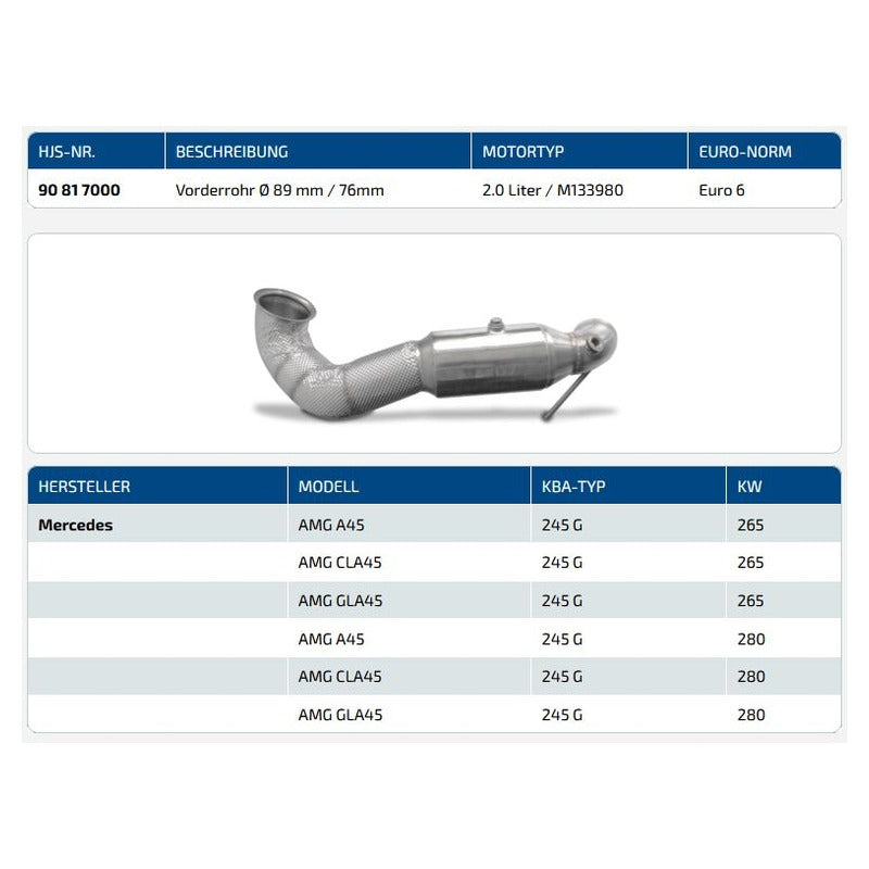MERCEDES CLA 45 AMG - HJS DOWNPIPE SPORTKATALYSATOR