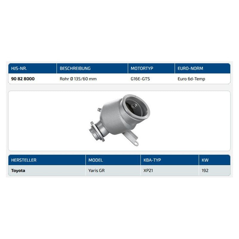 TOYOTA YARIS GR - HJS DOWNPIPE MIT 300 ZELLEN SPORT KATALYSATOR