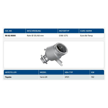 TOYOTA YARIS GR - HJS DOWNPIPE MIT 300 ZELLEN SPORT KATALYSATOR