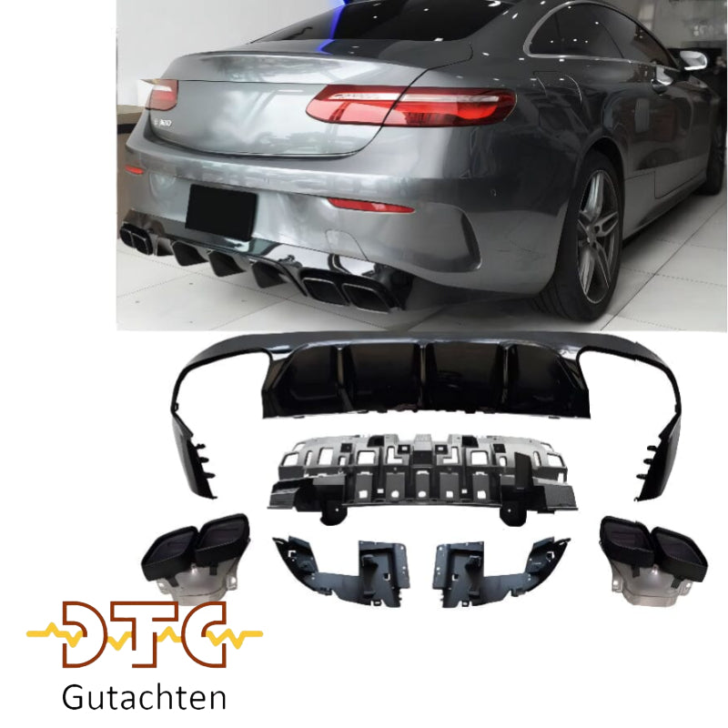 Mercedes E-Klasse C238 A238 vor-Facelift  Diffusor+ Auspuffblenden (Schwarz)