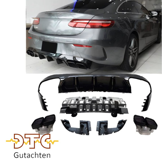 Mercedes E-Klasse C238 A238 vor-Facelift  Diffusor+ Auspuffblenden (Schwarz)