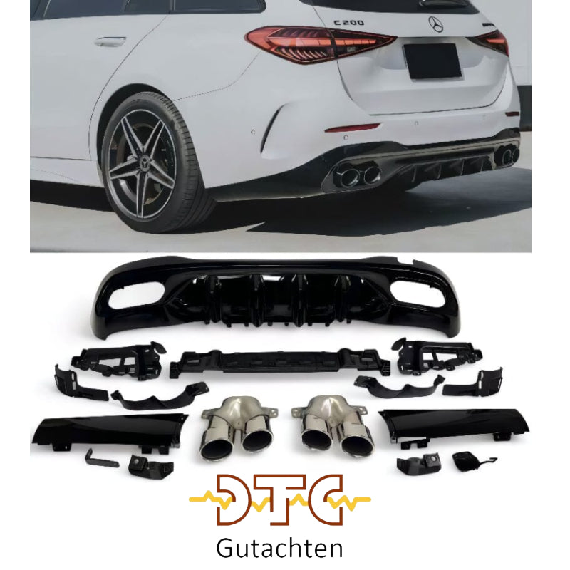 Mercedes C-Klasse W206 S206 Diffusor + Auspuffblenden (Chrom)