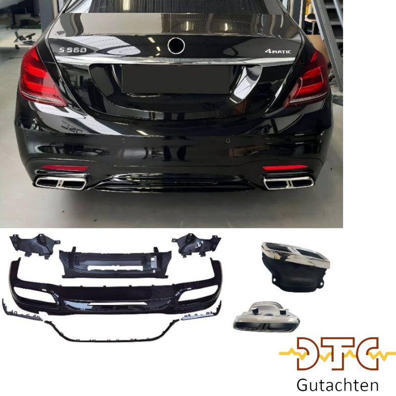 Mercedes S-Klasse W222 Facelift Diffusor + Auspuffblenden (Chrom)