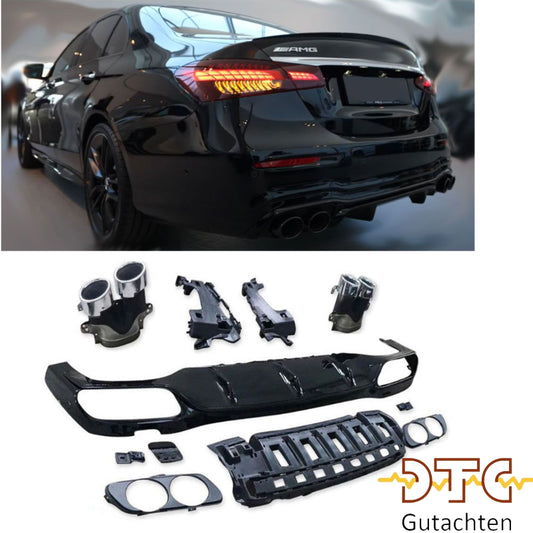 Mercedes E-Klasse W213 Diffusor + Auspuffblenden (Chrom)