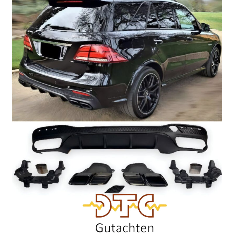 Mercedes GLE-Klasse W166 - 63 AMG Optik Diffusor mit Auspuffblenden 2x2 (schwarz)