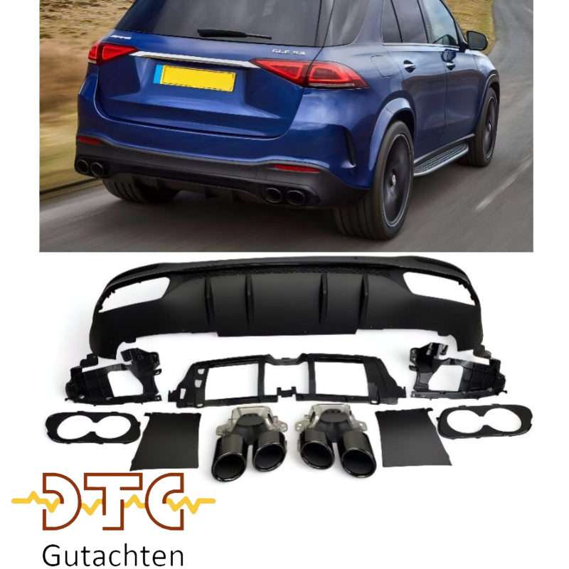 Mercedes GLE W167 SUV Diffusor mit Auspuffblenden 2x2 (schwarz)