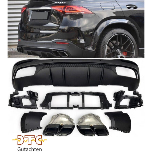 Mercedes GLE W167 SUV Diffusor mit Auspuffblenden 2x2 (schwarz)