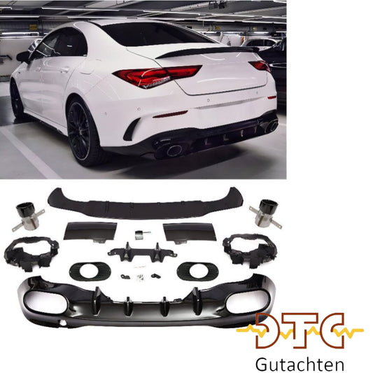 Mercedes CLA-Klasse C118 W118 Diffusor mit Auspuffblenden 1x1 (schwarz)