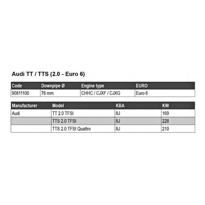 AUDI TT - HJS DOWNPIPE MIT 200 ZELLEN SPORT KATALYSATOR