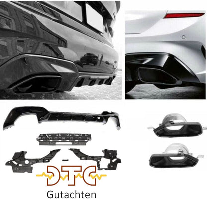 BMW 3er G20 M340i Diffusor + Auspuffblenden – Schwarz BestTuning 