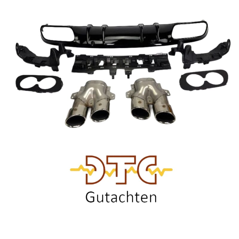 Mercedes C-Klasse W205 C205 A205 Diffusor + Auspuffblenden (Chrom) BestTuning 